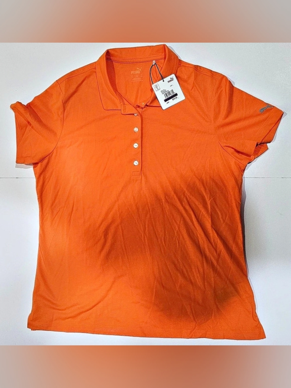 Women's Puma Short Sleeve Polo Shirt Orange Size XXL
